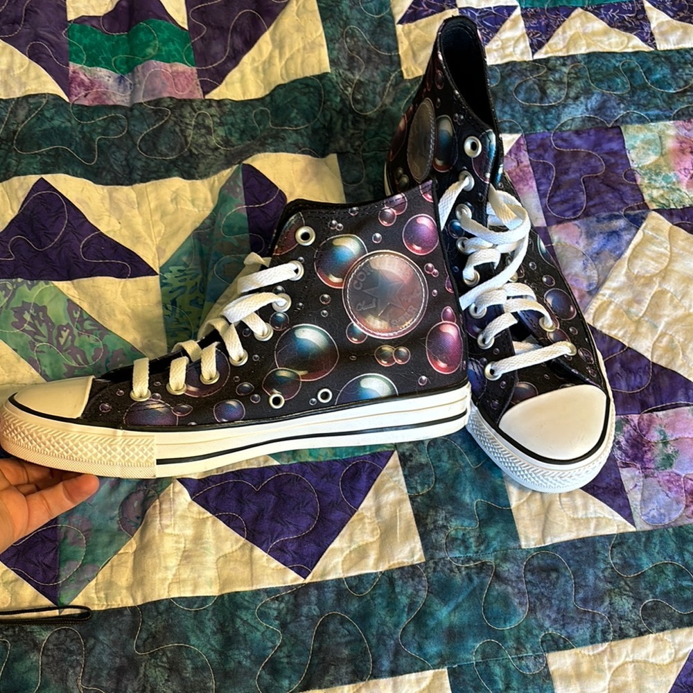 Converse Purple and Black Artistic High-Top Sneakers